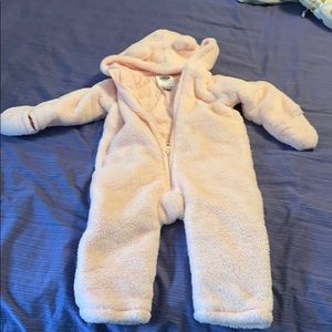 Light pink infant snowsuit